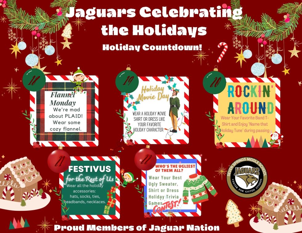 Jaguar holiday countdown seven springs middle school